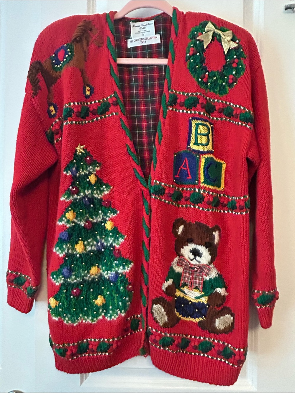 Vintage 1993 Marie Christina Christmas Cardigan Sweater M Embellished